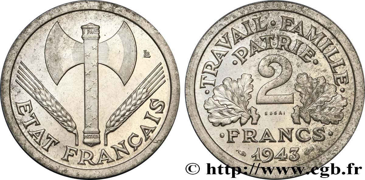 Essai de 2 francs Francisque 1943 Paris F.270/1 fST64 