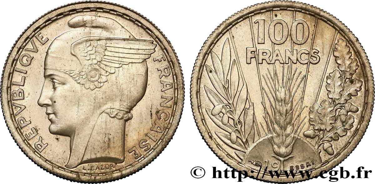 Préparation de la 5 francs Pétain, essai de Bazor en cupro-nickel, poids moyen, 4 g n.d. Paris GEM.290 1 SUP60 