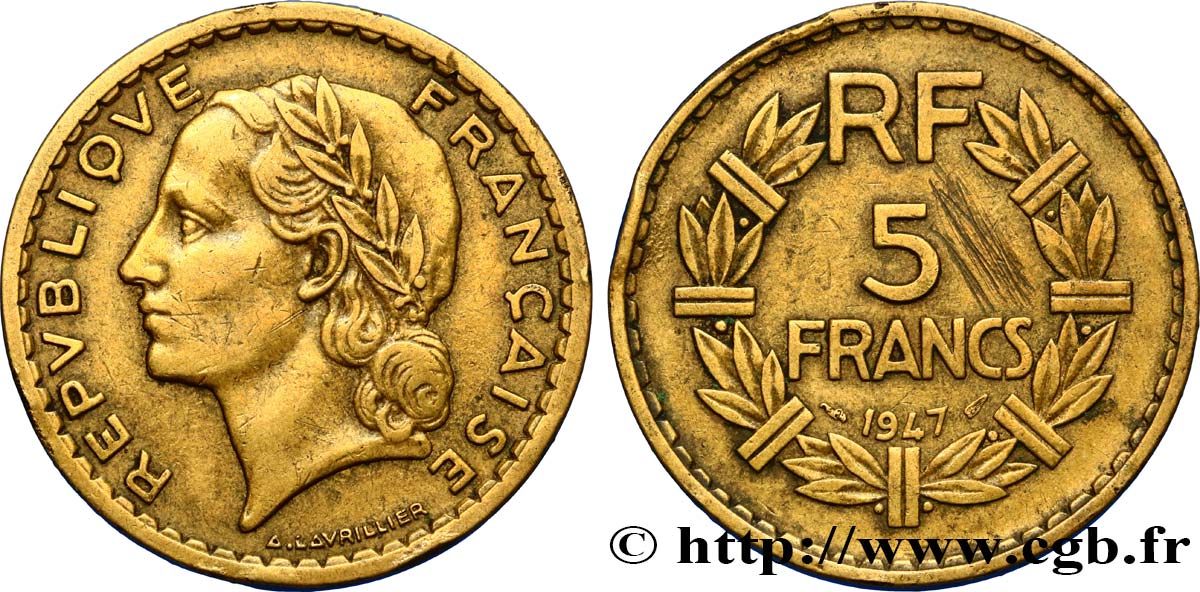 5 francs Lavrillier, bronze-aluminium 1947  F.337/9 TB25 