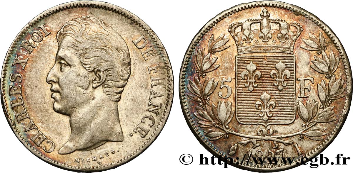 5 francs Charles X, 2e type 1827 Limoges F.311/6 MBC40 