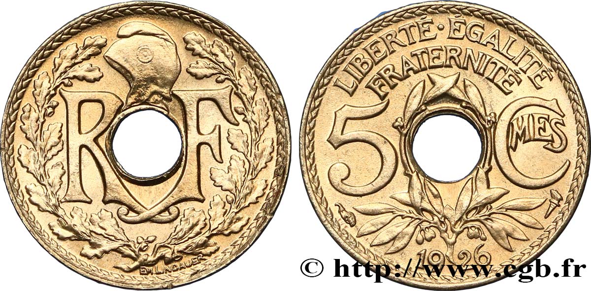 5 centimes Lindauer, petit module 1926  F.122/11 EBC62 