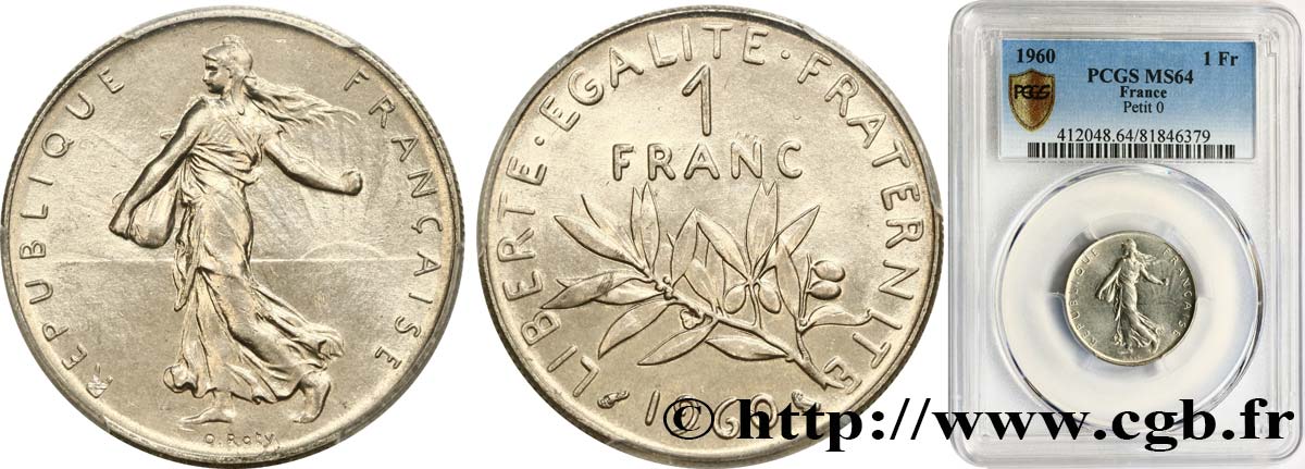 1 franc Semeuse, nickel 1960 Paris F.226/4 SC64 PCGS