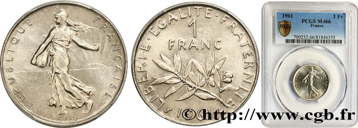 1 franc Semeuse, nickel 1961 Paris F.226/6 FDC66 PCGS