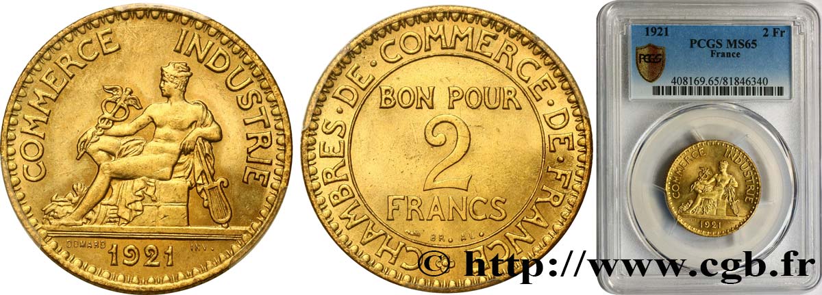 2 francs Chambres de Commerce 1921  F.267/3 ST65 PCGS