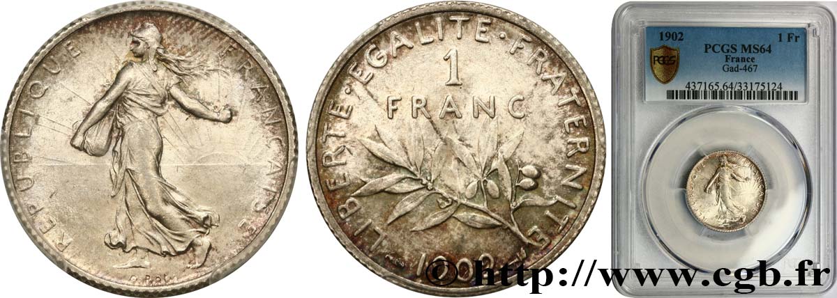1 franc Semeuse 1902 Paris F.217/7 MS64 PCGS