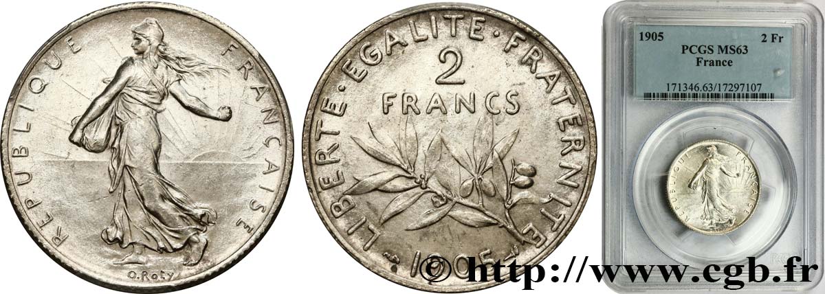 2 francs Semeuse 1905  F.266/9 fST63 PCGS