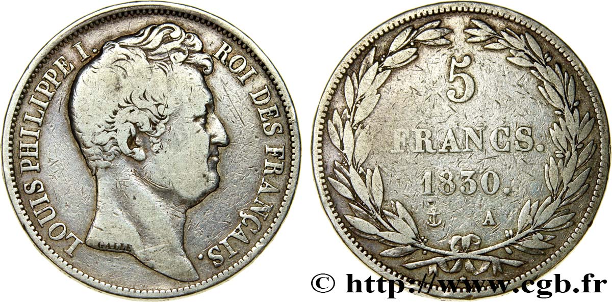 Essai de 5 francs en argent par Galle 1830 Paris VG.2776  MB25 