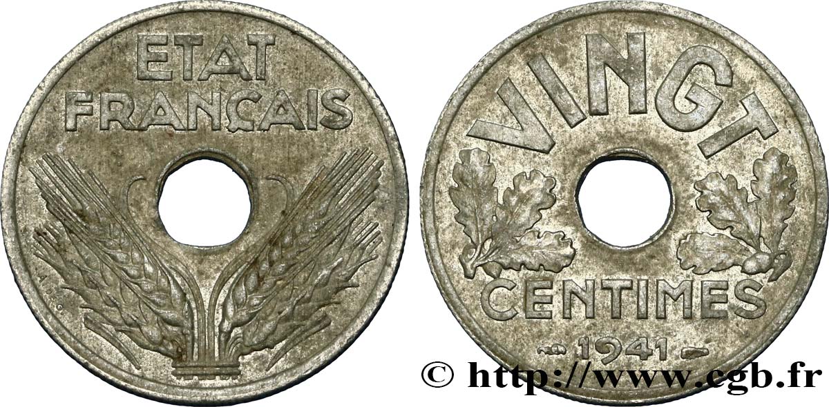 VINGT centimes État français 1941  F.152/2 MBC48 