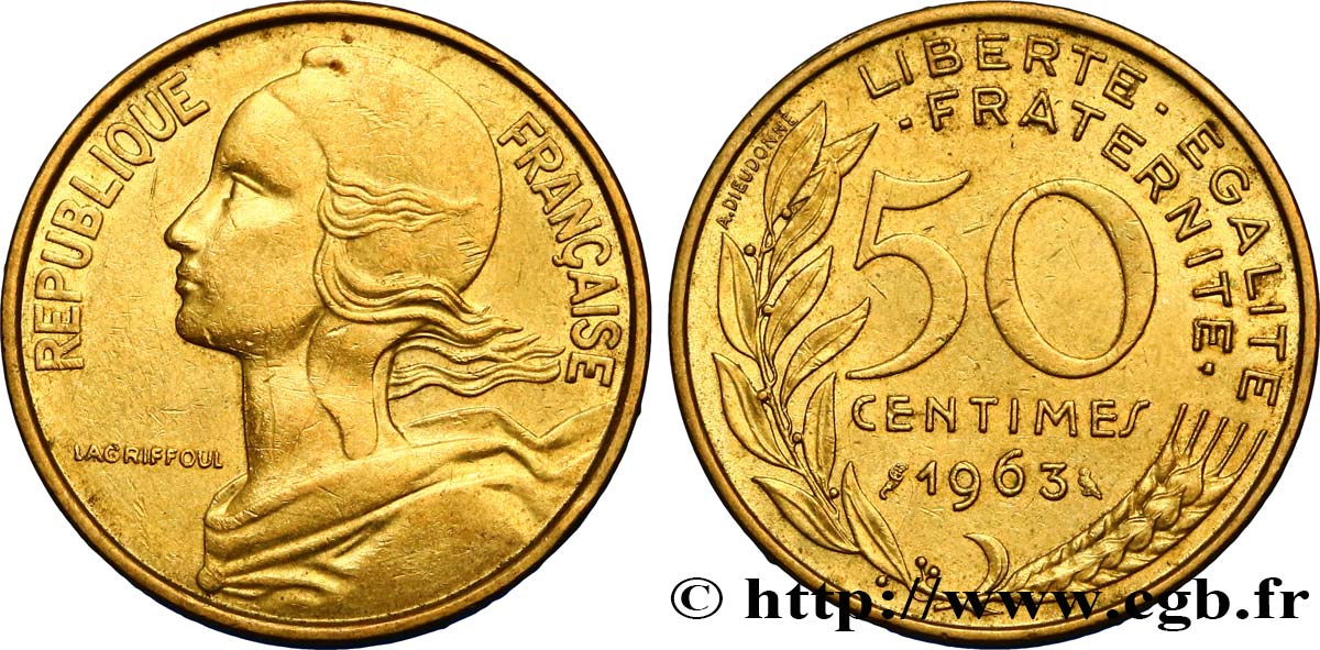 50 centimes Marianne, col à trois plis 1963 Paris F.197/4 SS48 