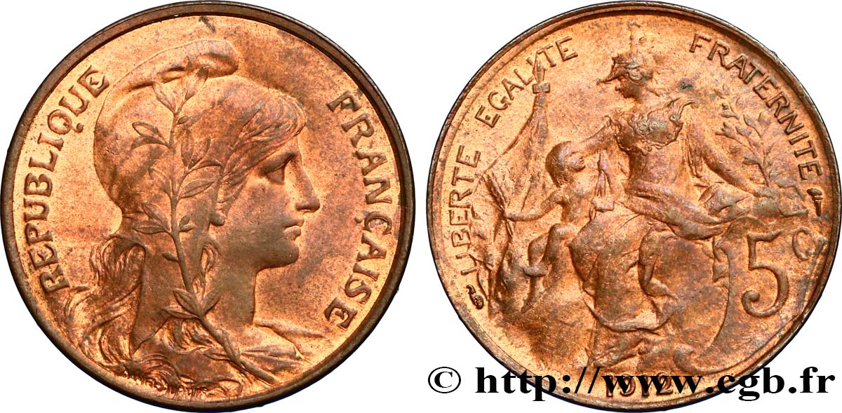 5 centimes Daniel-Dupuis 1912  F.119/24 VZ58 