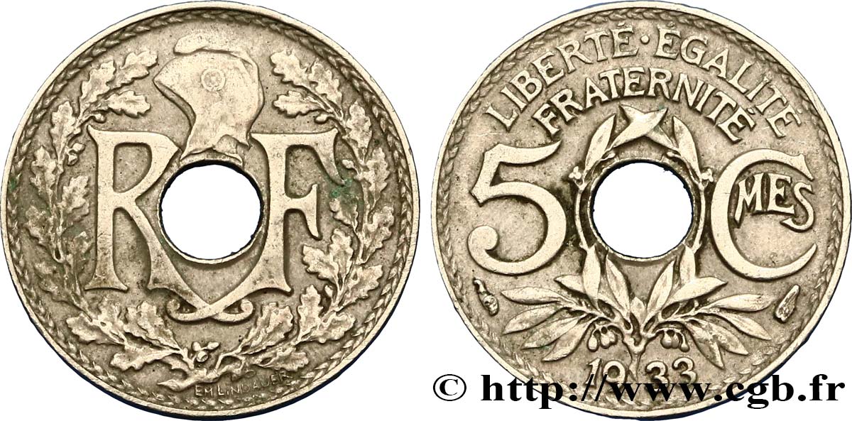 5 centimes Lindauer, petit module 1933 Paris F.122/16 BB48 