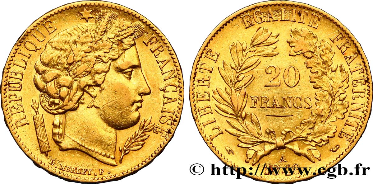 20 francs or Cérès 1849 Paris F.529/1 AU52 