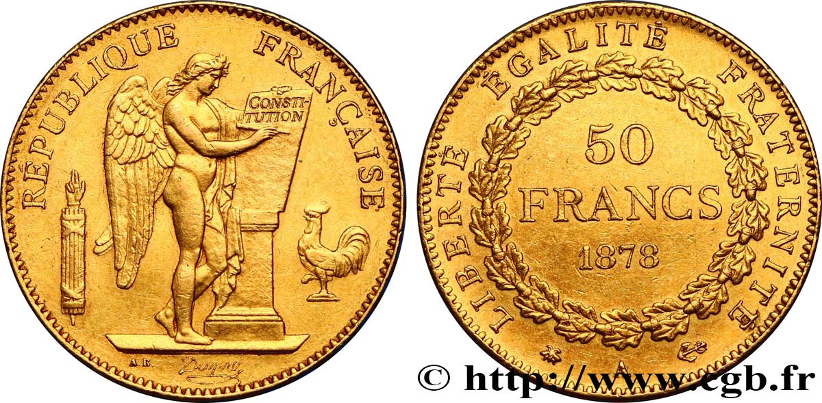 50 francs or Génie 1878 Paris F.549/1 SPL55 