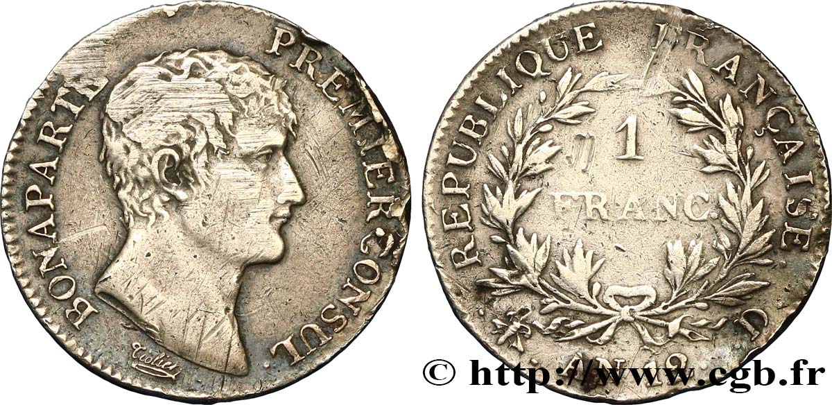 1 franc Bonaparte Premier Consul 1804 Lyon F.200/10 VF 