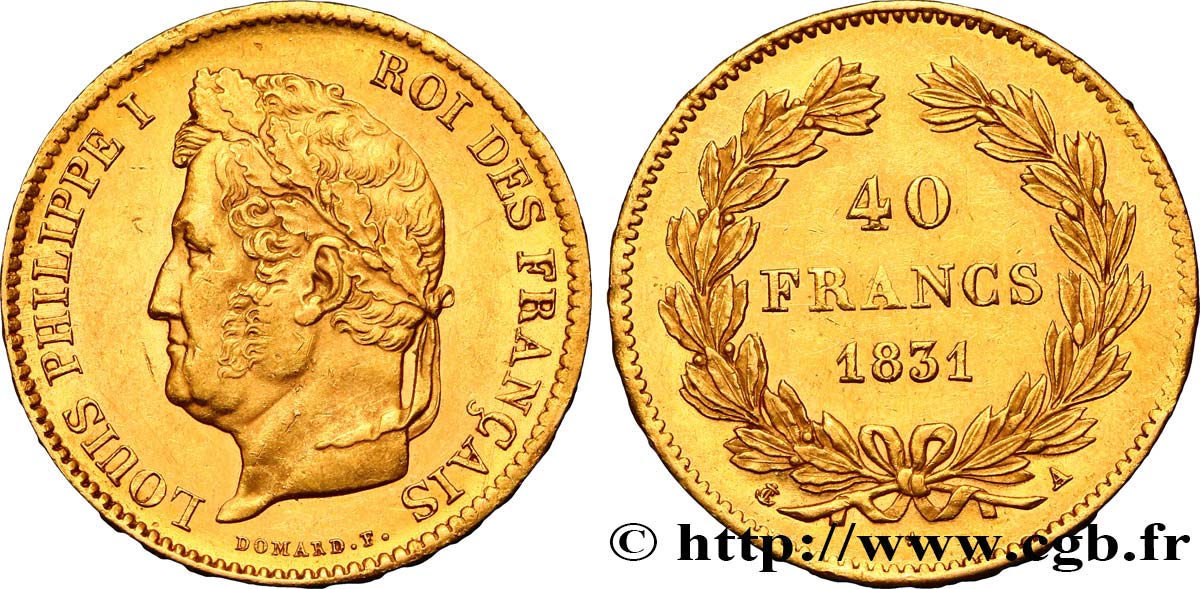 40 francs or Louis-Philippe 1831 Paris F.546/1 MBC52 