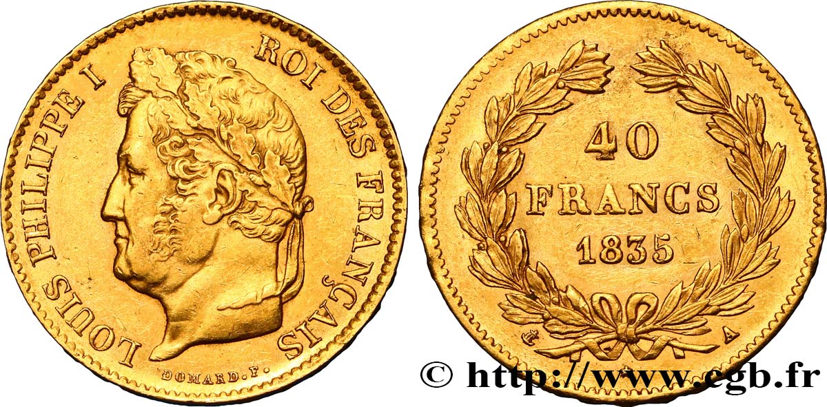 40 francs or Louis-Philippe 1835 Paris F.546/8 SUP55 