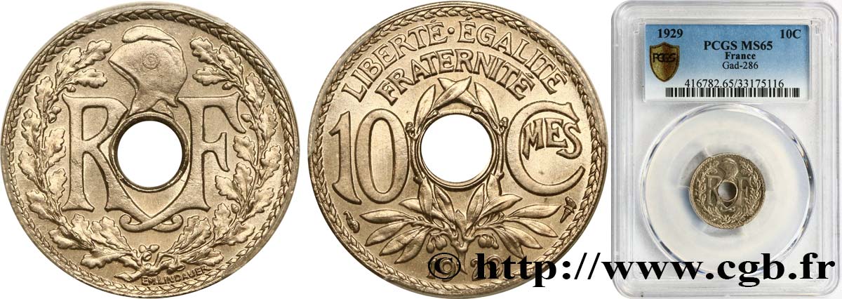 10 centimes Lindauer 1929  F.138/16 ST65 PCGS