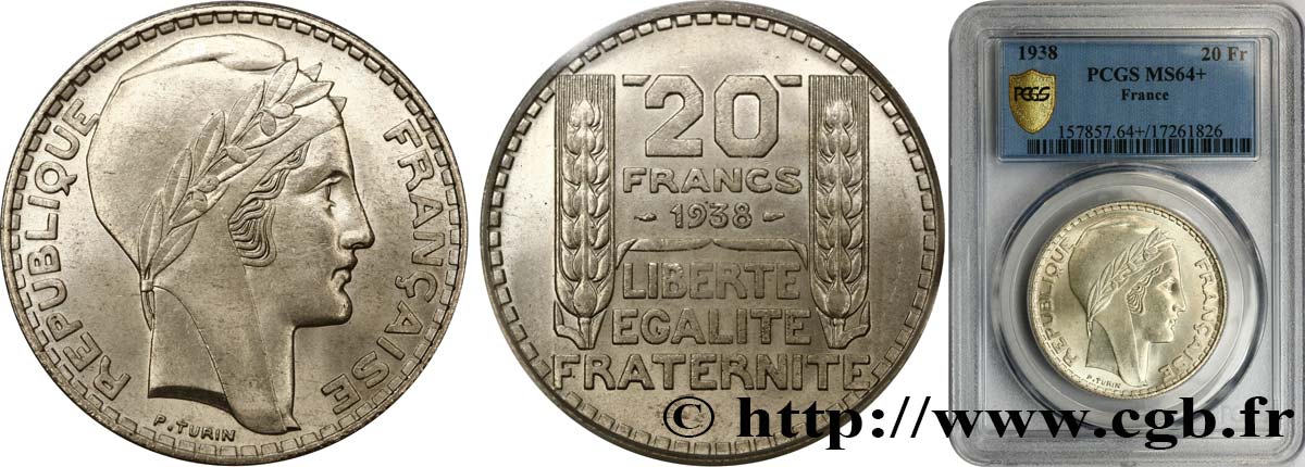 20 francs Turin 1938  F.400/9 fST64 PCGS