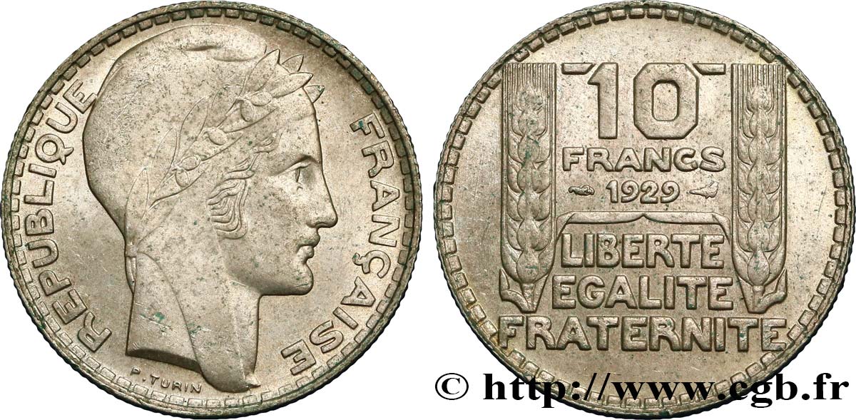 10 francs Turin 1929  F.360/2 AU52 