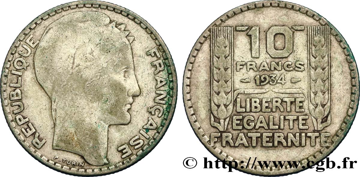 10 francs Turin 1934  F.360/7 VF30 