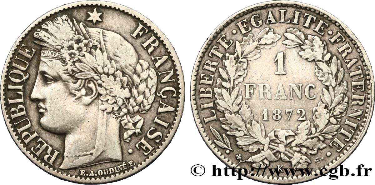 1 franc Cérès, IIIe République 1872 Bordeaux F.216/6 BB45 