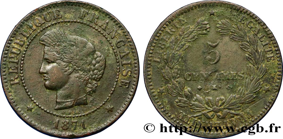 5 centimes Cérès 1871 Bordeaux F.118/3 MB35 