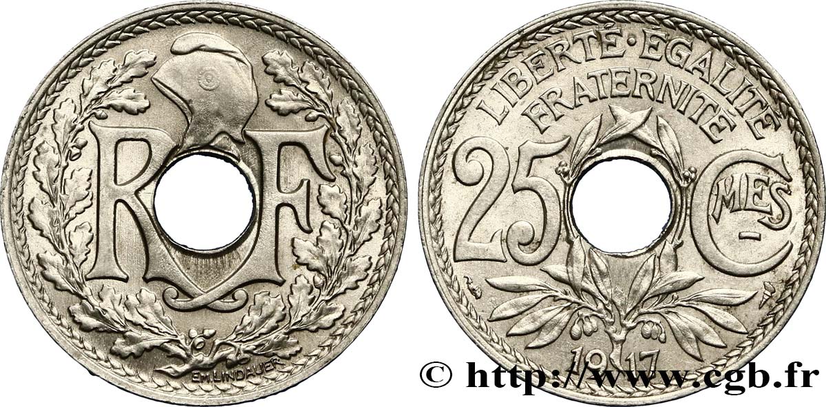 25 centimes Lindauer, Cmes souligné 1917  F.170/5 SPL58 