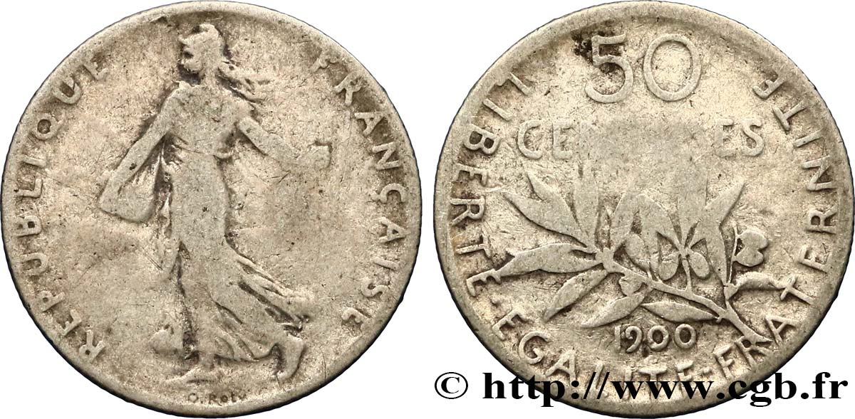 50 centimes Semeuse 1900 Paris F.190/6 VF25 