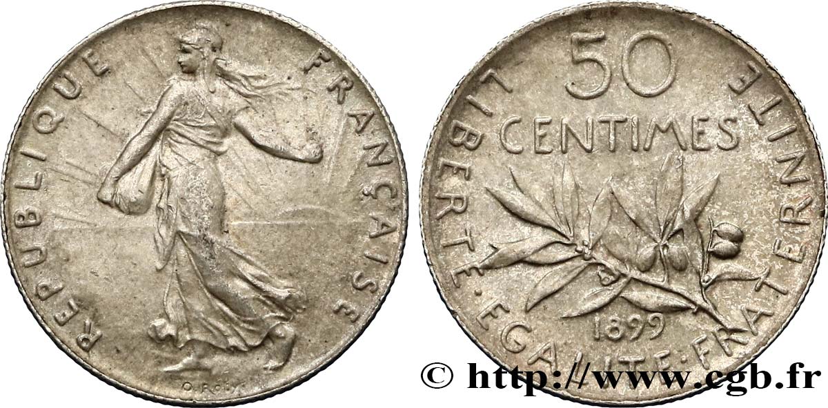 50 centimes Semeuse 1899 Paris F.190/5 EBC55 