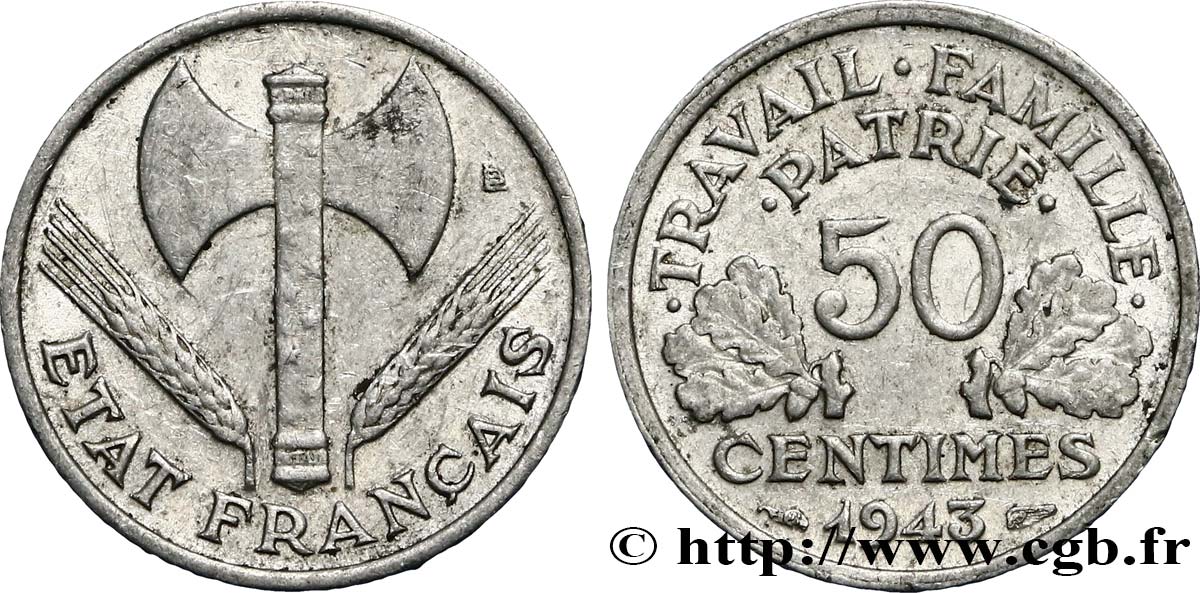 50 centimes Francisque, lourde 1943  F.195/4 BC25 