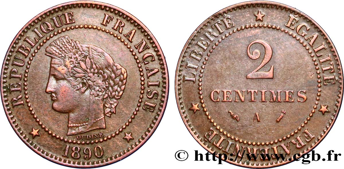 2 centimes Cérès 1890 Paris F.109/16 BB48 
