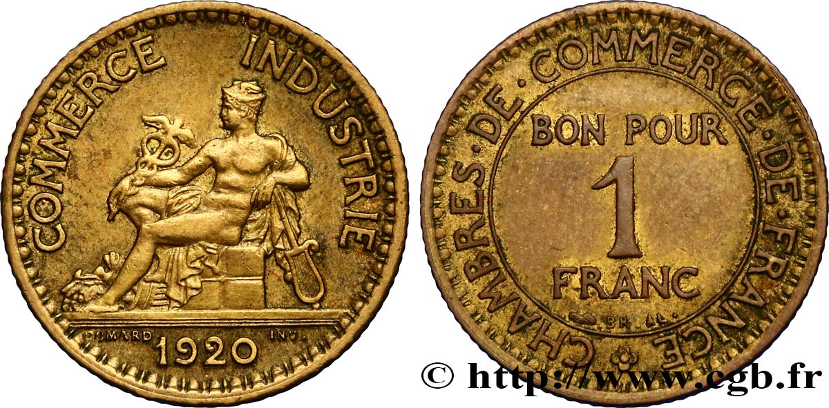 1 franc Chambres de Commerce 1920 Paris F.218/2 XF40 
