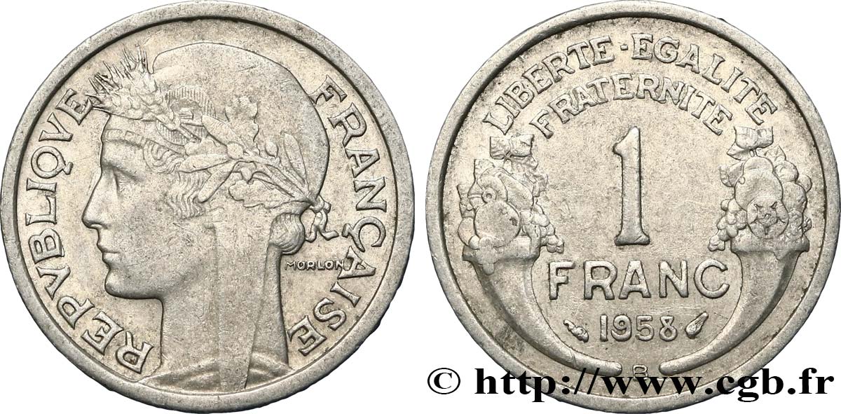1 franc Morlon, légère 1958 Beaumont-Le-Roger F.221/22 MBC45 