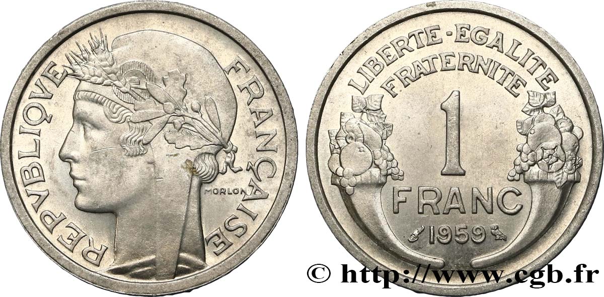 1 franc Morlon, légère 1959  F.221/23 MS62 
