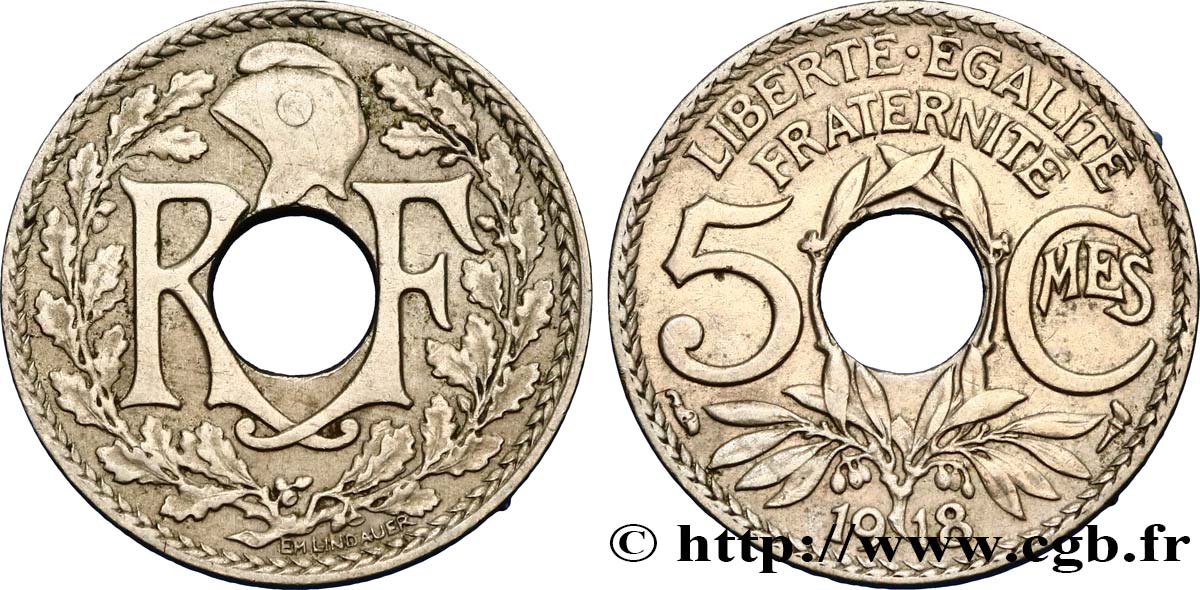 5 centimes Lindauer, grand module 1918 Paris F.121/2 BB48 