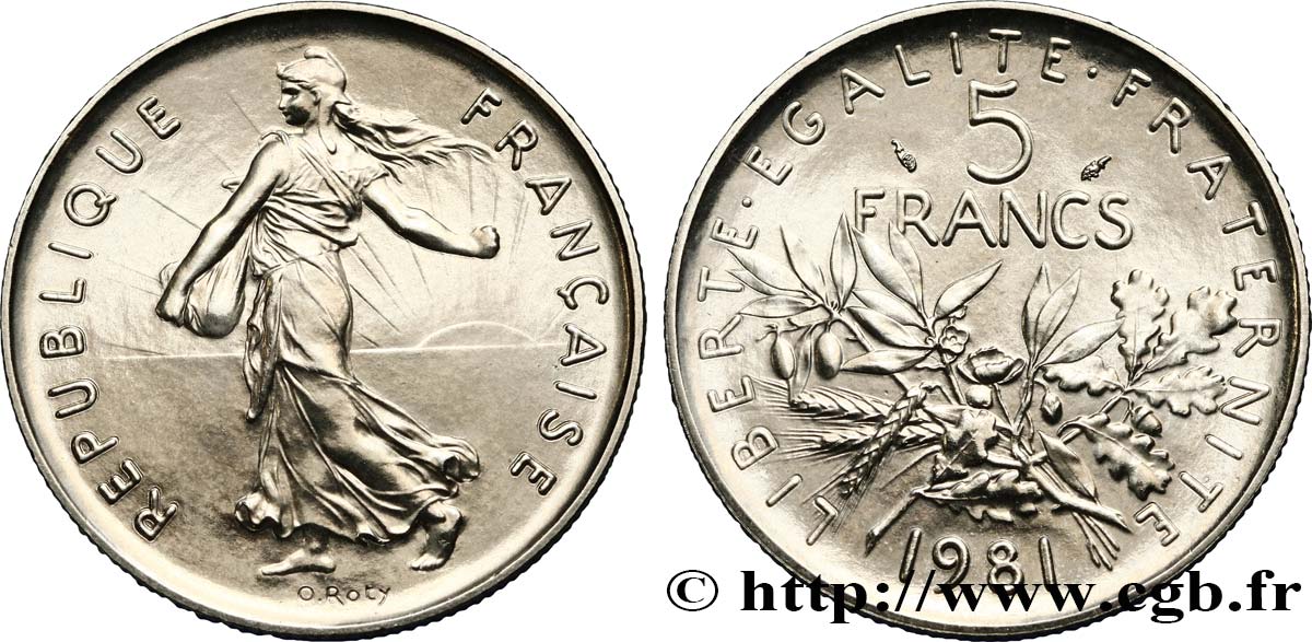 5 francs Semeuse, nickel 1981 Pessac F.341/13 MS65 