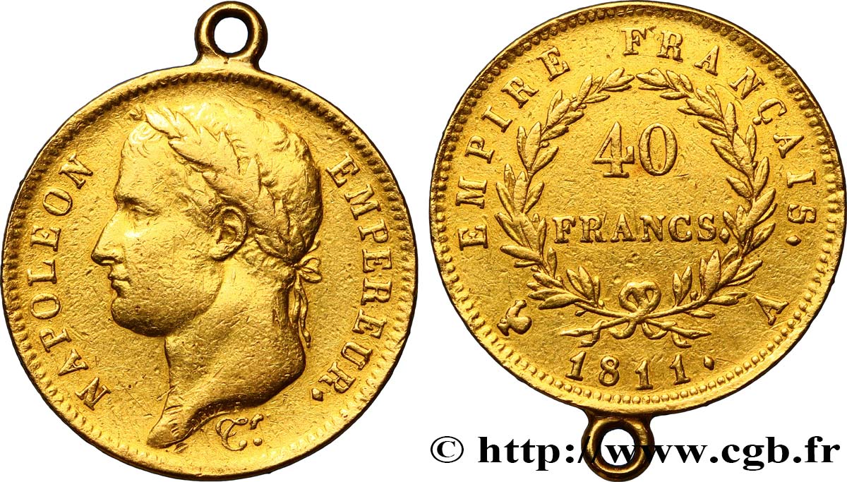 40 francs or Napoléon tête laurée, Empire français 1811 Paris F.541/6 TB 
