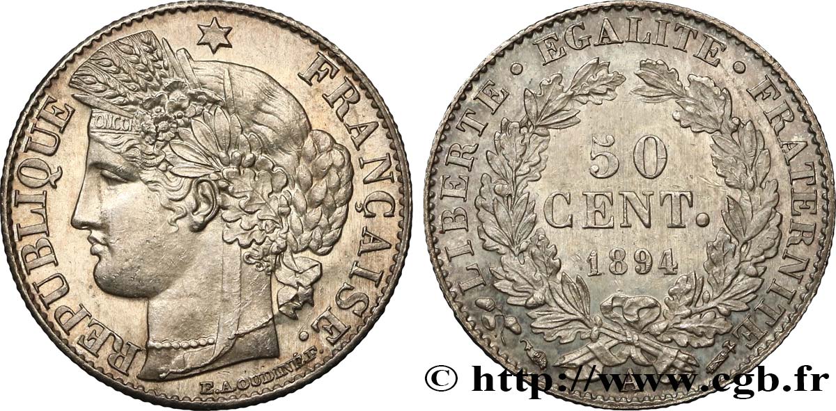 50 centimes Cérès, Troisième République 1894 Paris F.189/15 SPL63 