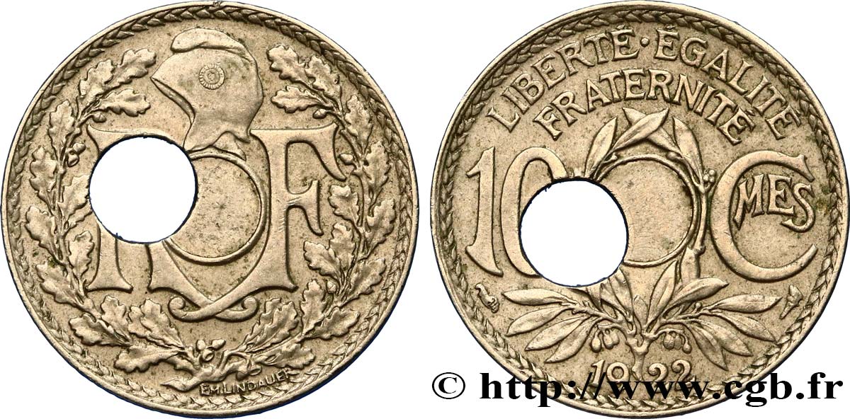 10 centimes Lindauer, perforation décentrée 1922  F.138/6 var. TTB45 