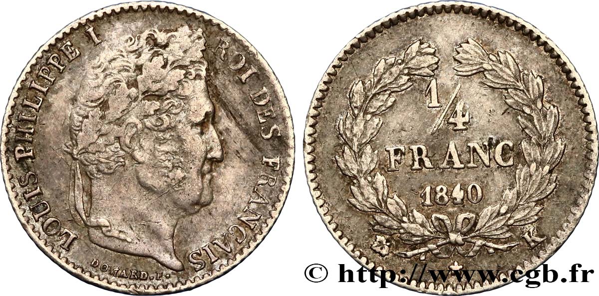 1/4 franc Louis-Philippe 1840 Bordeaux F.166/83 TB35 