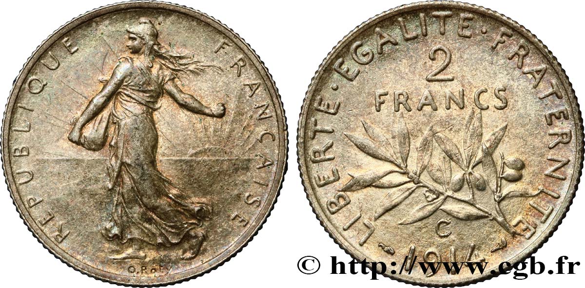 2 francs Semeuse 1914 Castelsarrasin F.266/16 SS50 