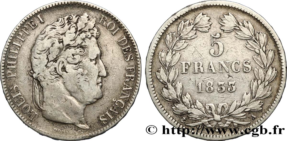 5 francs IIe type Domard 1833 Paris F.324/14 BC30 