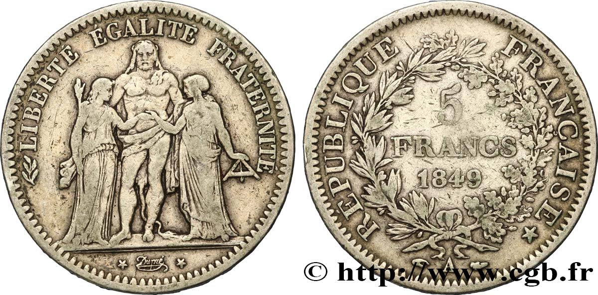 5 francs Hercule, IIe République 1849 Paris F.326/5 MB25 