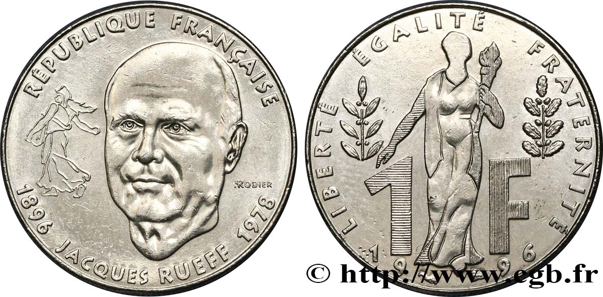1 franc Jacques Rueff 1996  F.231/2 AU52 