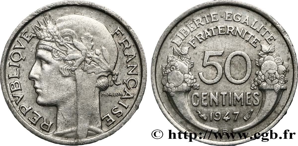 50 centimes Morlon, légère 1947 Beaumont-le-Roger F.194/11 TTB45 