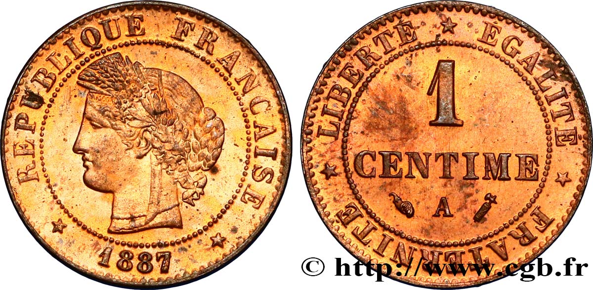 1 centime Cérès 1887 Paris F.104/14 MS63 