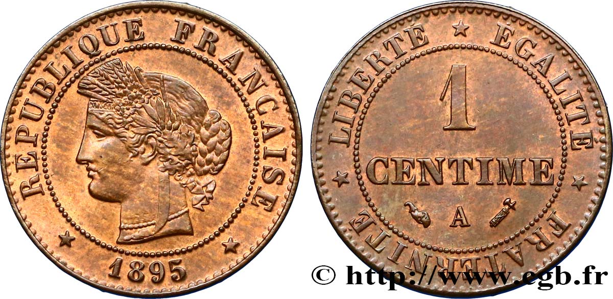 1 centime Cérès 1895 Paris F.104/22 MS62 