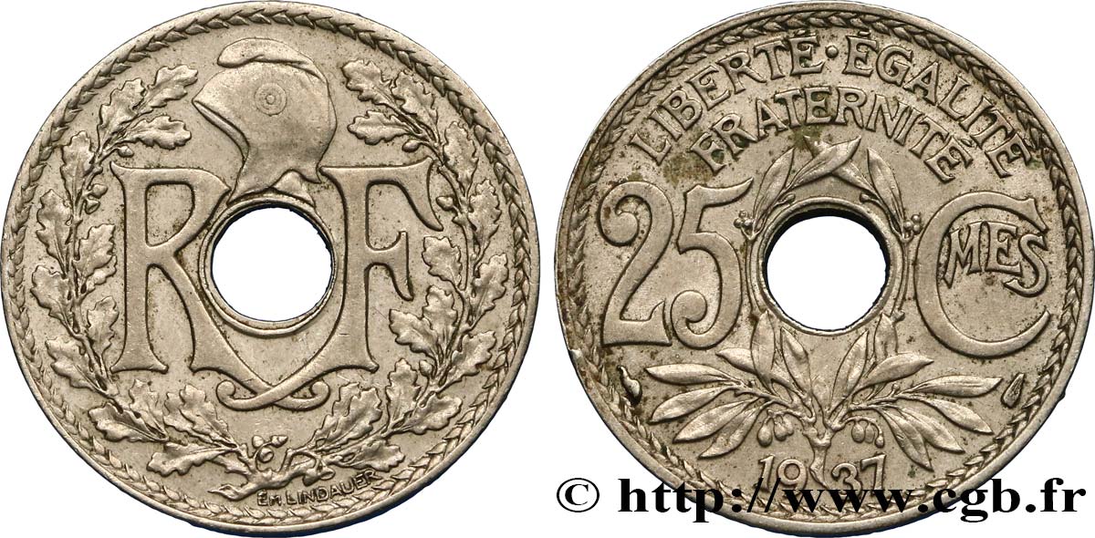 25 centimes Lindauer 1937  F.171/20 XF48 