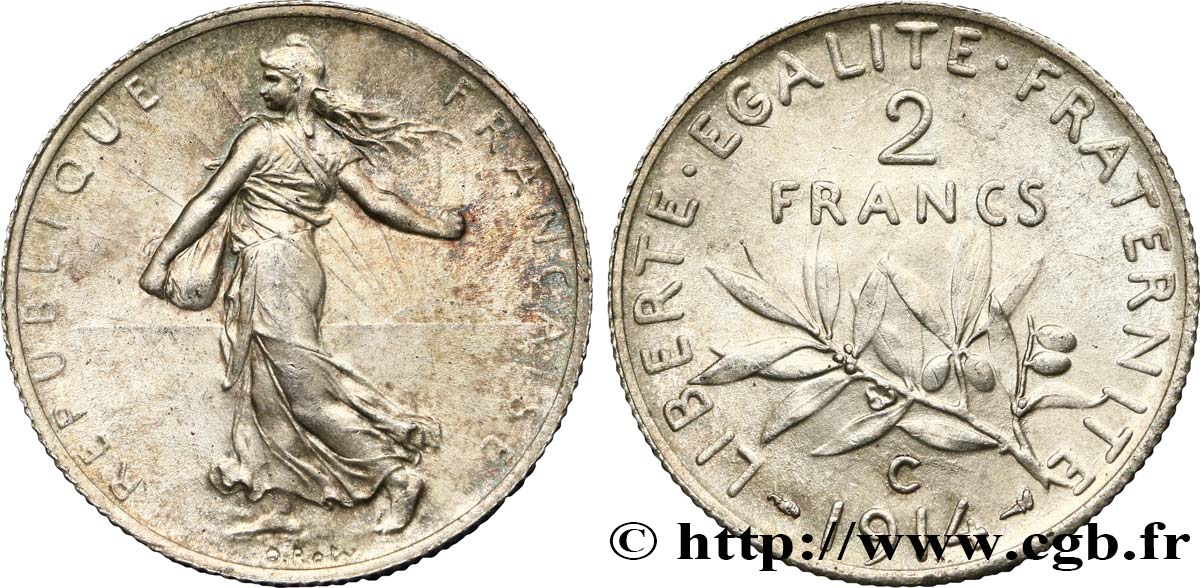 2 francs Semeuse 1914 Castelsarrasin F.266/16 SPL55 