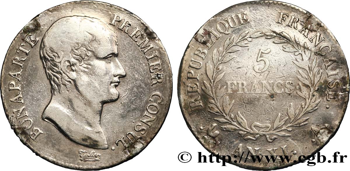 5 francs Bonaparte Premier Consul 1803 Paris F.301/1 TB 